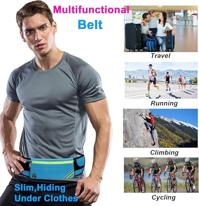 Running Belt Waist Pack Bag,Workout Gear,Gym Fitness Fanny Pack for Phone,Cell Phone Holder for Running,Jogging Pocket Belt for Women & Men,Running Accessories(Blue)