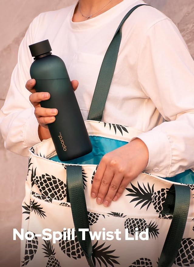 Opard Slim Water Bottle 27oz, Dishwasher Safe Plastic Water Bottle BPA-Free, Leakproof Screw Top, Forest Green, Reusable for Travel School Sport Gym Hiking