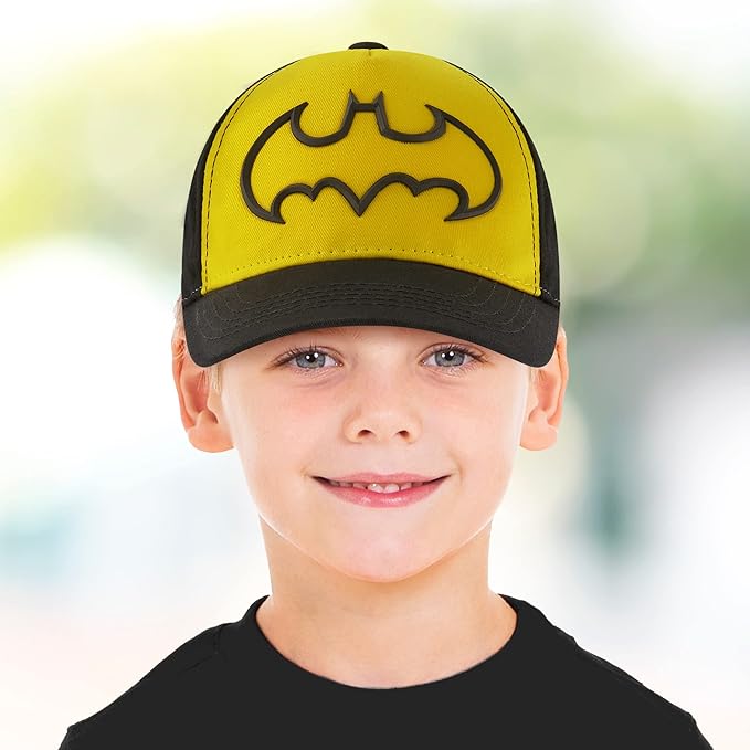 DC Comics Boys Baseball Cap, Batman Adjustable Toddler Hat, Ages 2-4 Or Boy Hats For Kids Ages 4-7