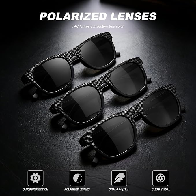 3 Pack Polarized Sunglasses for Men Women, Lightweight UV Protection Sports Sun Glasses for Driving Fishing Golf