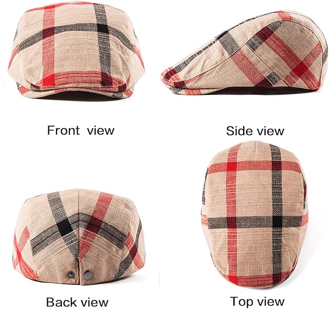 LADYBRO 2Pack Unisex Flat Cap Newsboy Hats for Men Women, Summer Casual Adjustable
