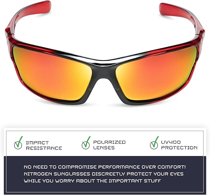 Nitrogen Polarized Wrap Around Sport Sunglasses for Men Women UV400 Driving Fishing Running Sun Glasses