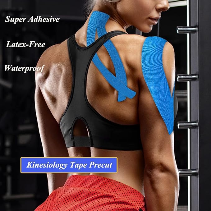 3 Rolls Kinesiology Tape Precut, Athletic Sports Tape Adhesive for Muscles Ankle Neck Knee Shoulder Promotes Recovery and Providing Support, Total 60 Precut Strips(Black)