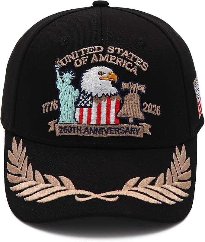 250 Anniversary USA Hat United States 250th Year American Anniversary Hat Patriotic Embroidered Baseball Caps for Men Women