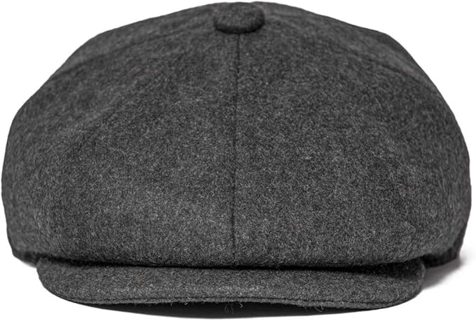 Men Wool Blend 8 Panel Newsboy Cap Tweed Cabbie Hat Snap Brim
