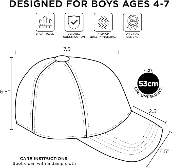 Nintendo Boys Baseball Cap, Super Mario Adjustable Kids Hat for Ages 4-7