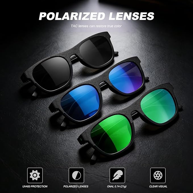 3 Pack Polarized Sunglasses for Men Women, Lightweight UV Protection Sports Sun Glasses for Driving Fishing Golf