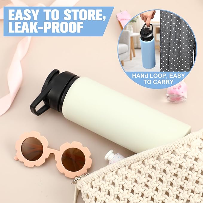 Domensi Aluminum Water Bottle Bulk Reusable Water Bottle, Lightweight Easy Carry Leakproof with Snap Lid Travel Bottles, for Gym Outdoor Sports Cycling Camping Fishing(25oz, 12 Pack)