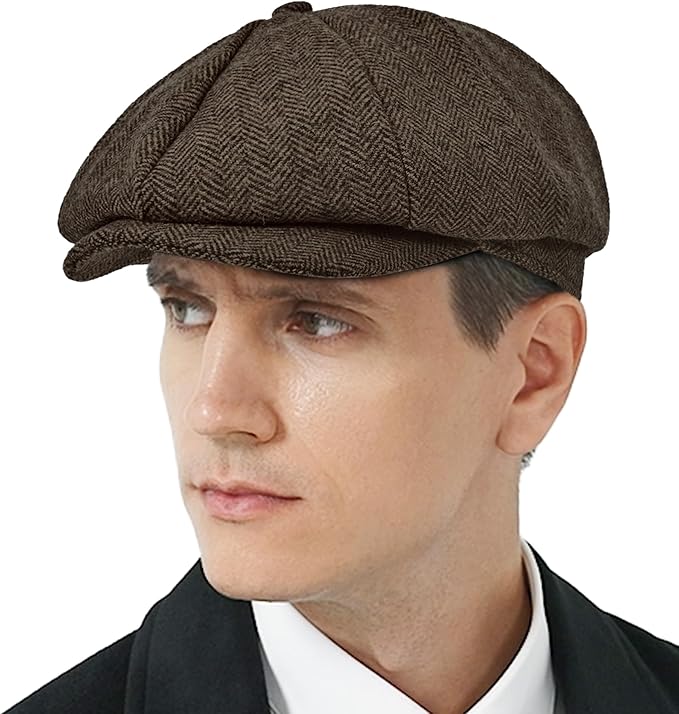 KUJUHA Wool Newsboy Cap for Men Flat Irish Cabbie Ivy Gatsby Newsboy Driving Hat Hunting Cap