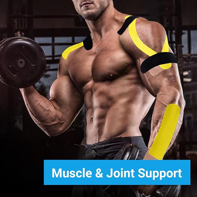 3 Rolls 2inch x 16ft Kinetic Tape Breathable Hypoallergenic Elastic Athletic Tape for Ankle Wrists Knees Elastic Running Tennis Swimming Football Sports Activities Tape Muscle Pain Relief Black