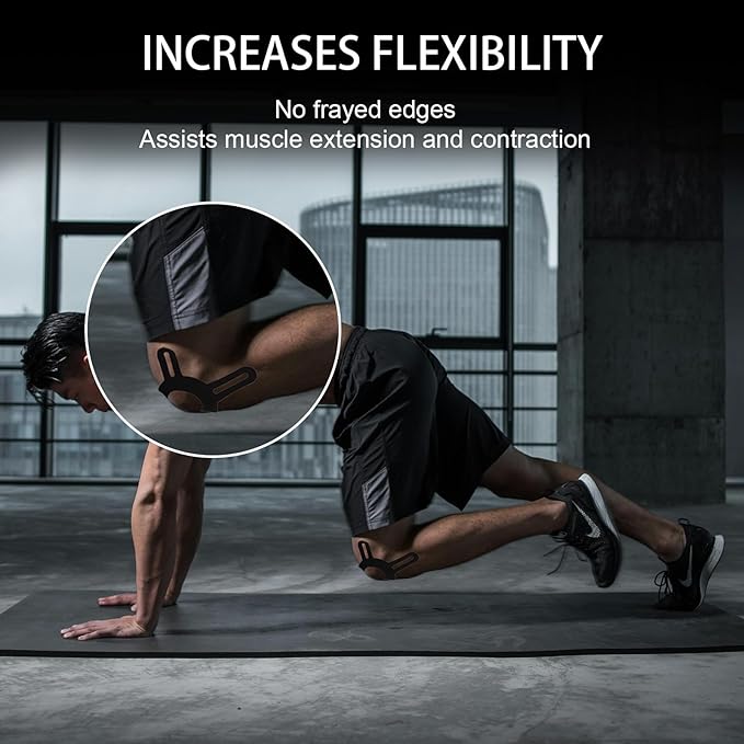 12pcs Tape for Knees, Breathable Precut Sports Athletic Strips Tape Knee Support Stickers for Lowering Injury Increasing Flexibility(Black)