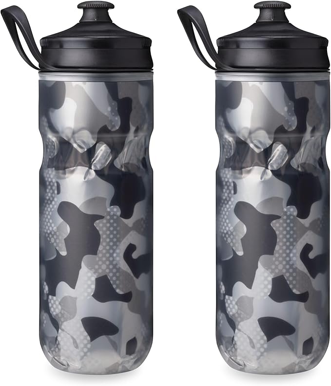 HydraPak | Polar Bottle - Polar Sport Insulated Water Bottle 2-Pack - BPA-Free, Sport & Bike Squeeze Bottle with Handle (Contender Black, 600ml / 20oz)