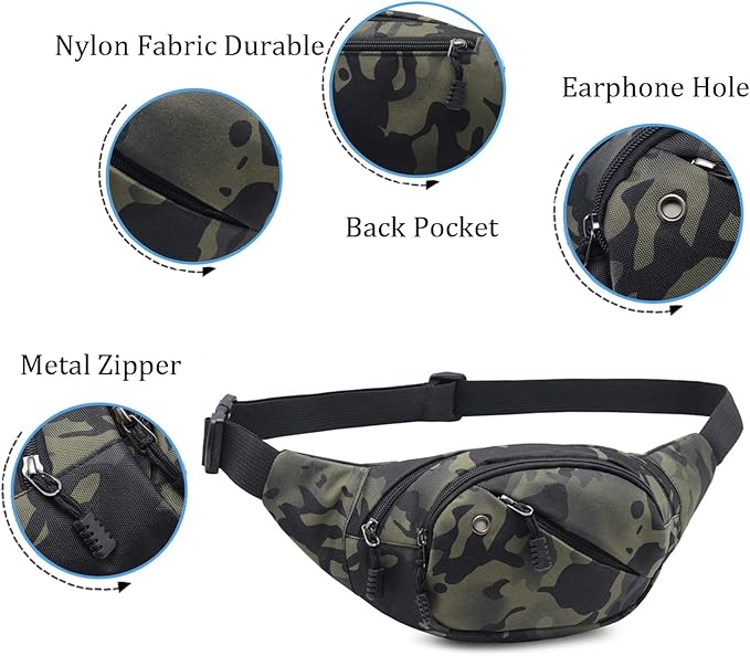 DAITET Crossbody Fanny Pack for Men&Women,Large Waist Bag & Hip Bum Bag with Adjustable Strap for Outdoors Workout Traveling Casual Running Hiking Cycling