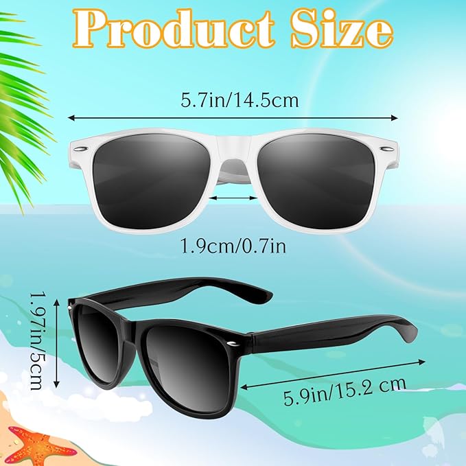 ASTARON Black Sunglasses Bulk, 6/12/24/48 Pack Sunglasses Party Favors for Summer Beach Pool Birthday Wedding Party Supplies