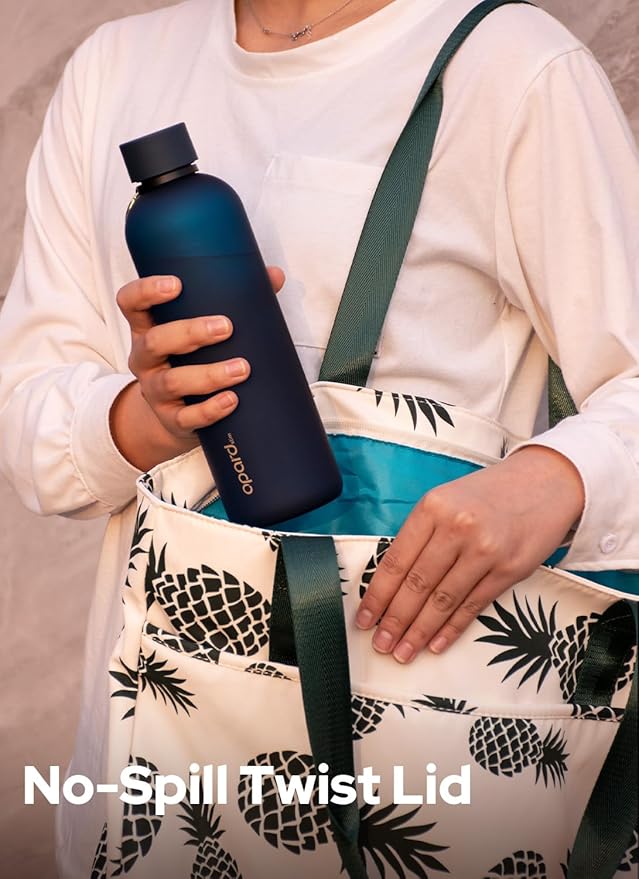 Opard Slim Water Bottle 27oz, Dishwasher Safe Plastic Water Bottle BPA-Free, Leakproof Screw Top, Midnight Blue, Reusable for Travel School Sport Gym Hiking