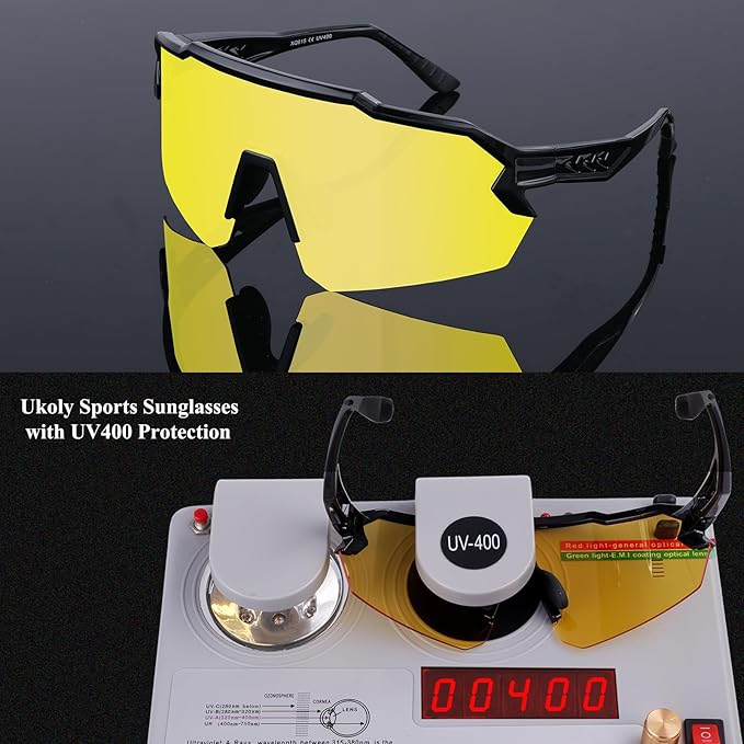 Ukoly Baseball Sunglasses For Men Women,Sports Sunglasses For Baseball Running Cycling UV400 protection TR90 Frame 615