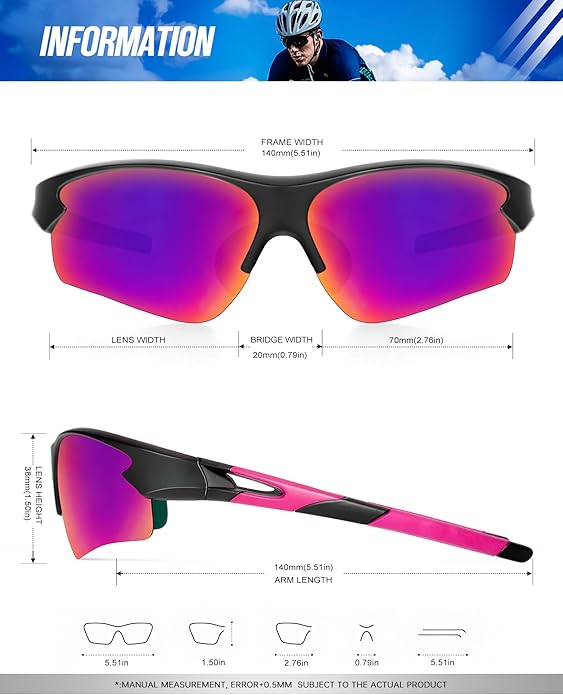 KALIYADI Sports Sunglasses for Men, Polarized Sun Glasses for Men Women Youth Baseball Softball with UV Protection