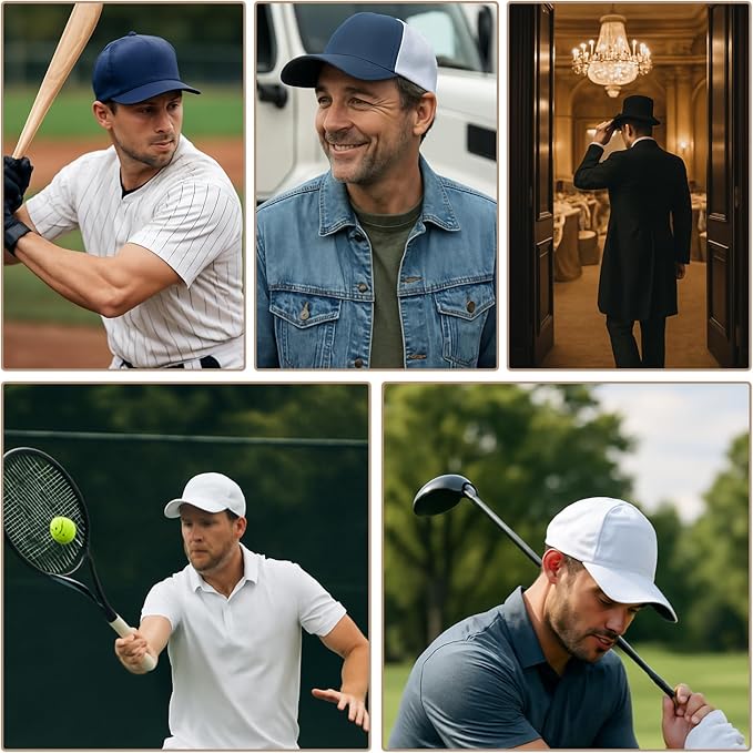 20 PCS Baseball Caps Inserts, Felt Reusable & Washable hat liners sweat protection,sweat liners for baseball caps,hat shaper, hat insert to keep shape, golf hat sweat liner(Black & White)