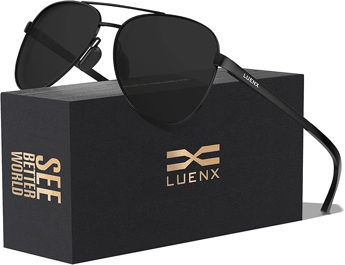 LUENX Aviator Sunglasses for Men Women Polarized - UV400 Protection, Stylish Shades, Driving, Outdoor Activities