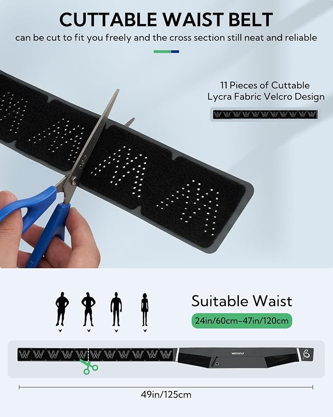 WATERFLY Running Belt Fanny Pack: Slim Waist Bag for Men Women, Workout Fitness Phone Holder for Exercise Marathon Jogging-Grey