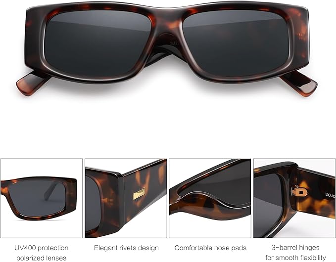 SOJOS Trendy Y2K Rectangle Polarized Sunglasses for Women Men Fashion Designer Rave Sunglasses SJ2228