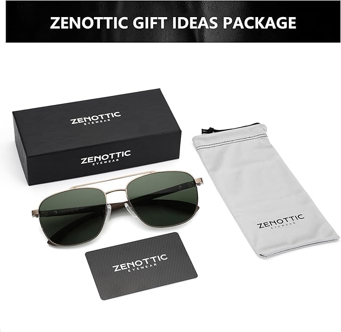 ZENOTTIC Aviator Wood Polarized Sunglasses for Men 100% UV Protection Fishing Driving Golf