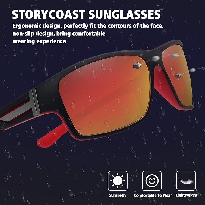 STORYCOAST Polarized Sports Sunglasses for Men Women Unbreakable Frame Cycling Fishing Driving