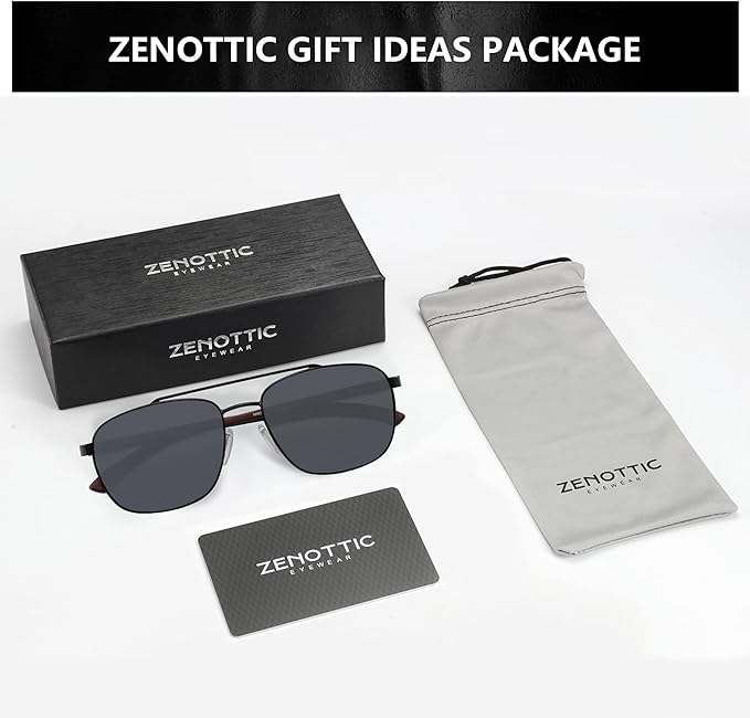 ZENOTTIC Aviator Wood Polarized Sunglasses for Men 100% UV Protection Fishing Driving Golf