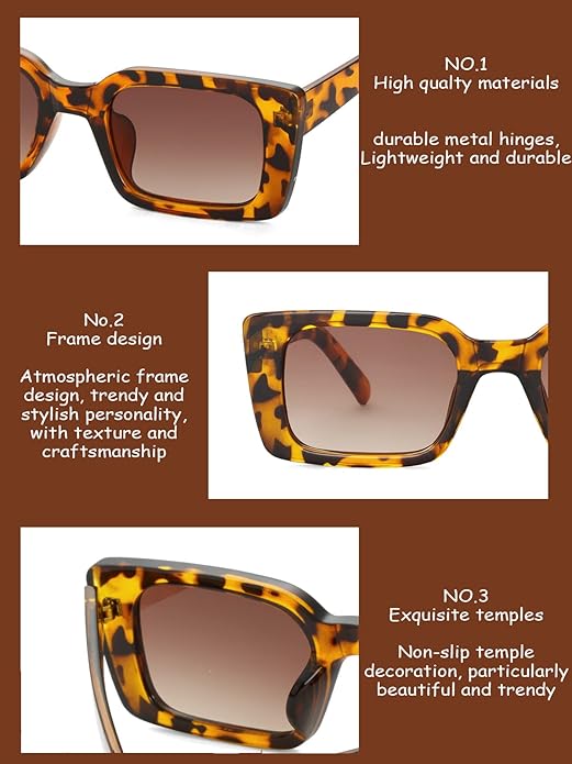 Onrtry Rectangle Sunglasses for Women Men Vintage Fashion Sun Glasses