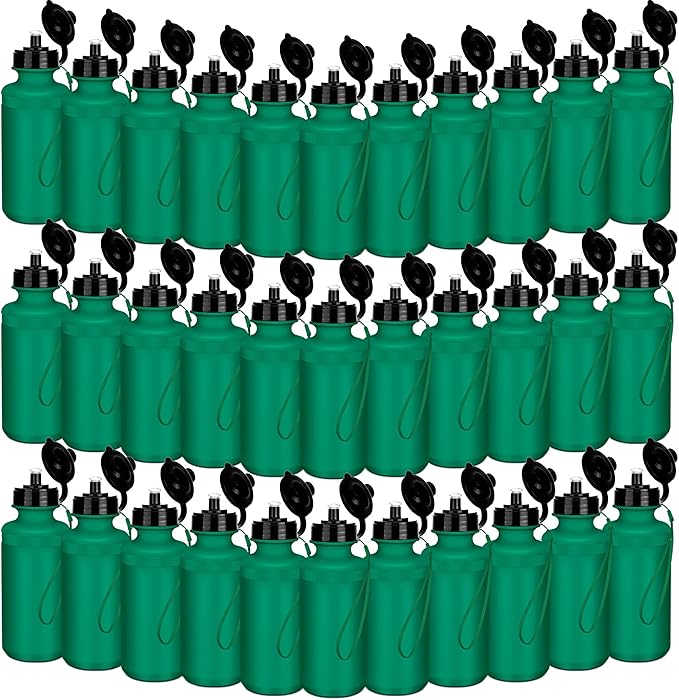 72 Pcs Reusable Water Bottles Bulk 20 oz Squeeze Plastic Sports Water Bottles with Nylon Strap Leak Proof Blank DIY Cups for Travel Hiking Cycling Sport Event Team Gifts