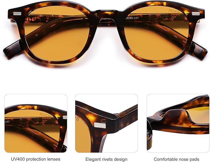 SOJOS Retro Square Sunglasses for Women Men Vintage Shades UV Protection Sunnies SJ2316