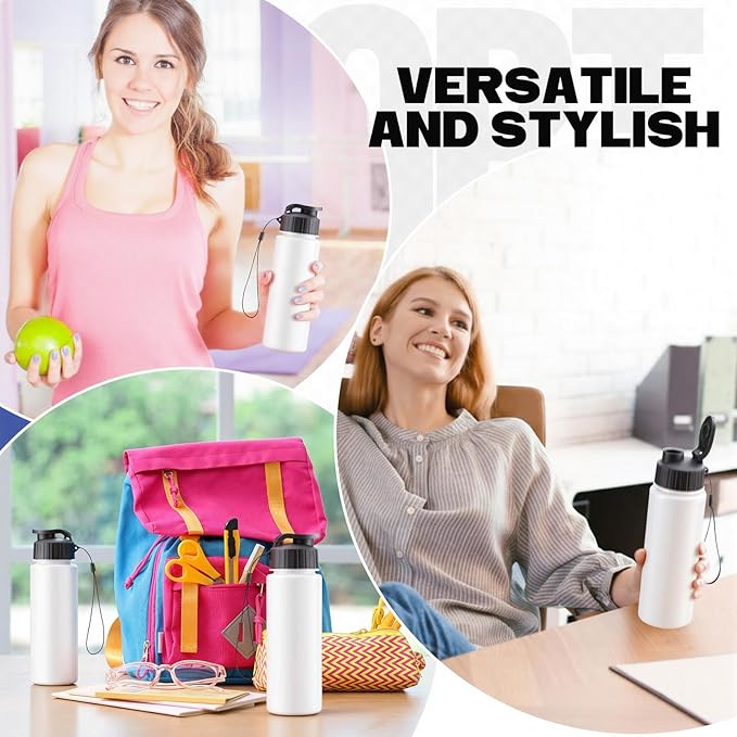 Mifoci 20 Pieces Water Bottle Bulk 17 oz Plastic Water Bottles Bulk Gym Sports Adults Reusable Large Bottles with Leak Proof Flip Top for Party Outdoor(Regular Style,Solid White)