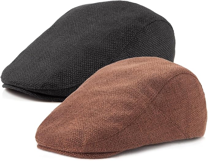 LADYBRO 2Pack Unisex Flat Cap Newsboy Hats for Men Women, Summer Casual Adjustable