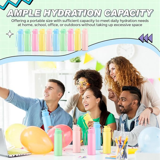 Domensi 50 Pieces Plastic Water Bottle Bulk 17 oz Sports Adults Reusable Large Water Bottles with Leak Proof Flip Top for Adults Fitness (Solid Pastel)