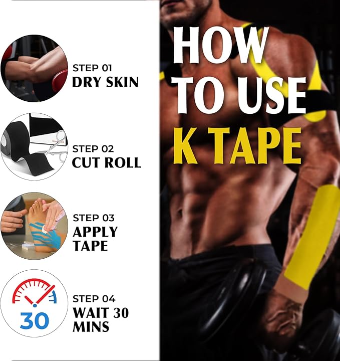 (3 Pack) Kinesiology Tape for Physical Therapy Sports Athletes–Latex Free Elastic Kinetic Tape 16ft Water Resistant Kinetic Uncut Sport Tape for Knee Pain, Shoulder Muscle & Elbow(Black+Blue+Beige)