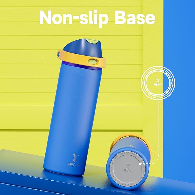 24 oz Insulated Water Bottle for Men: Meoky Stainless Steel Water Bottle with 2-in-1 Straw and Spout Lid - Leak Proof, Cold for 24 Hours, Fits in Car Cup Holder, BPA-Free for Sports Travel, Sapphire