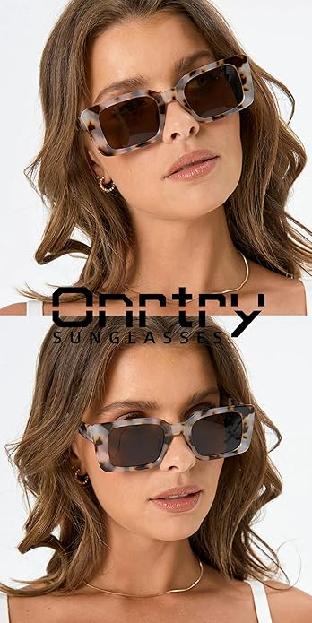 Onrtry Rectangle Sunglasses for Women Men Vintage Fashion Sun Glasses