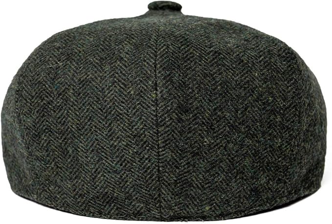 Men Wool Blend 8 Panel Newsboy Cap Tweed Cabbie Hat Snap Brim