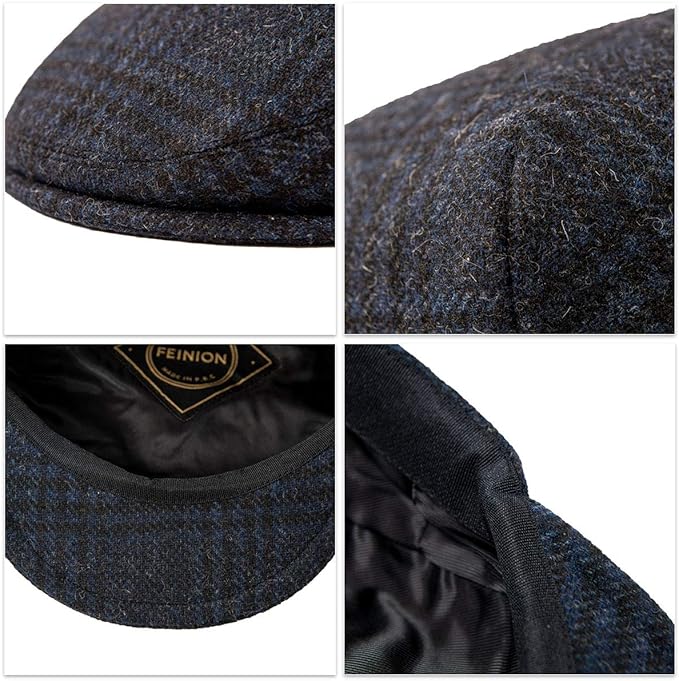 Men's Wool Tweed Newsboy Ivy Cap Gatsby Golf Flat Hat