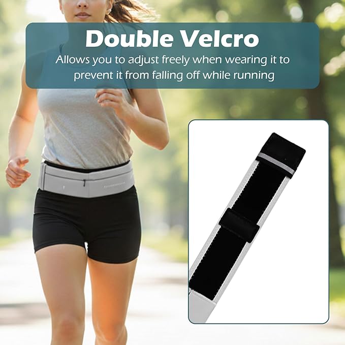 Lsnisni Slim Running Belt for Men and Women, Running Waist Pack with Water Bottle & Towel, Multi Pocket Fanny Pack - Phone Holder, Adjustable for Running, Climbing - Medium - Grey