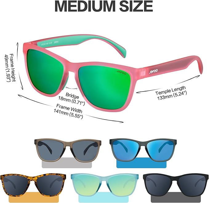 Jefoo Polarized Sports Sunglasses for Women Men Running Retro Trendy Sun Glasses UV400 Protection Tangle Free