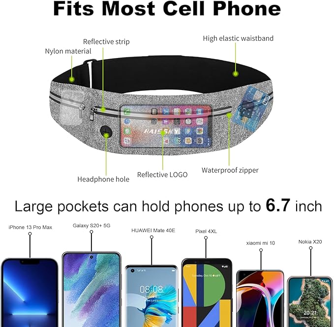 Running Belt for Men/Women - Fanny Pack for iPhone 15/14/13/12 Pro Max Plus Samsung Google Ultra Light Running Waist Pack Phone Holder for Jogging, Walking, Cycling, Workout