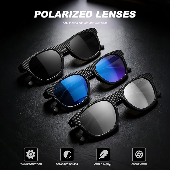 3 Pack Polarized Sunglasses for Men Women, Lightweight UV Protection Sports Sun Glasses for Driving Fishing Golf