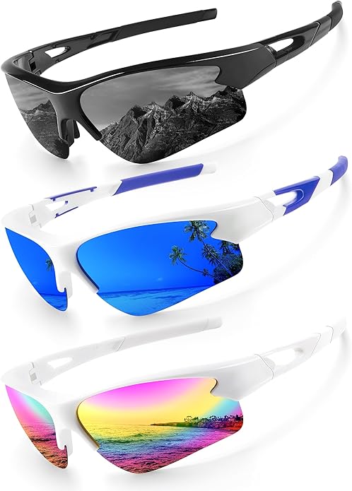 KALIYADI Sports Sunglasses for Men, Polarized Sun Glasses for Men Women Youth Baseball Softball with UV Protection