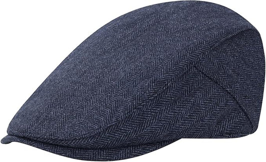 Men's Newsboy Cap Wool Blend Classic Herringbone Tweed Flat Caps Gatsby Cabbie Hats Ivy Irish Hat