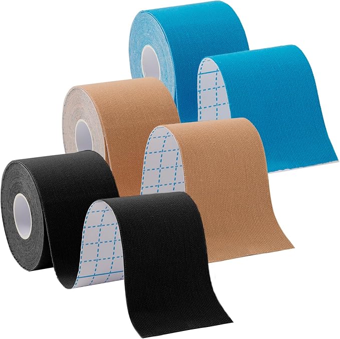 3 Rolls Kinesiology Tape,49.2ft Hypoallergenic Waterproof Kinetic Tape,Athletic Elastic Kneepad Muscle Pain Relief Knee Taping,Running Tennis Football Sports Activities Tapes, Muscle Tape Roll