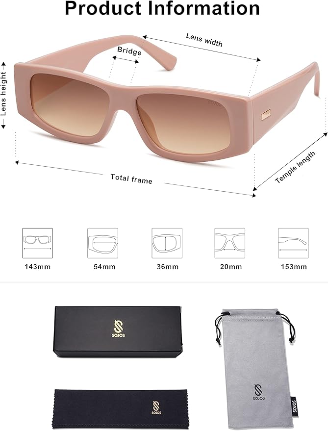 SOJOS Trendy Y2K Rectangle Polarized Sunglasses for Women Men Fashion Designer Rave Sunglasses SJ2228