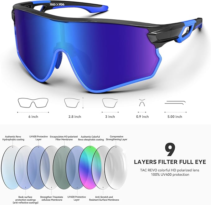 BEACOOL Polarized Sports Sunglasses for Men Women Youth Baseball Cycling Running Driving Fishing Golf Motorcycle TAC Glasses