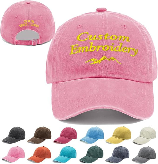 Custom Embroidered Hats, Personalized Embroidery Baseball Caps Add Your Logo Text Gift for Men Women