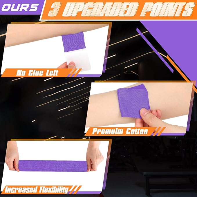 20 Count Kinesiology Tape for Shoulder Pain Relief Pre Cut Sports Waterproof Breathable Enhance Elastic Kinesiology Athletic Tape for Shoulder Support and Muscle Sports (Purple)